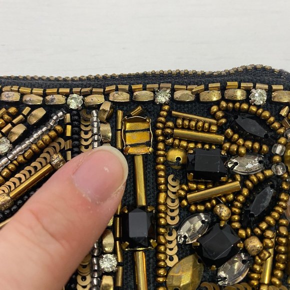 Chicos Beaded Clutch Wristlet Purse Pouch Zip Top NWT - Picture 5 of 14